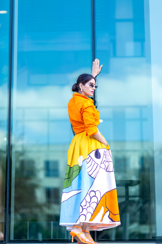 PISCES — Limited Edition Abstract Art Midi Skirt