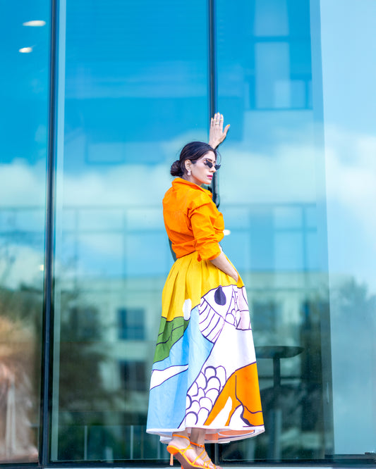 PISCES — Limited Edition Abstract Art Midi Skirt