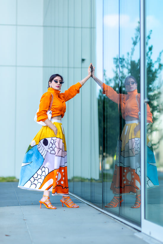 PISCES — Limited Edition Abstract Art Midi Skirt