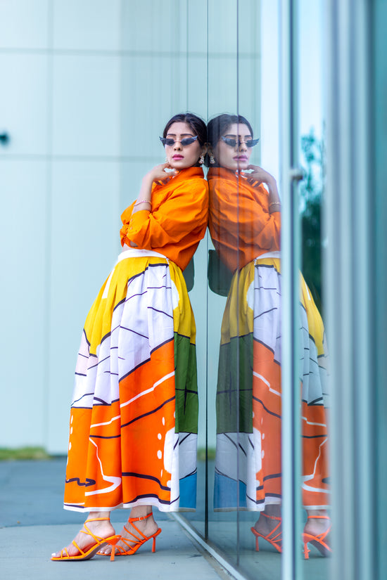 PISCES — Limited Edition Abstract Art Midi Skirt