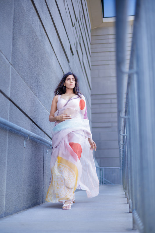 Ēka | Abstract Organza Designer Saree