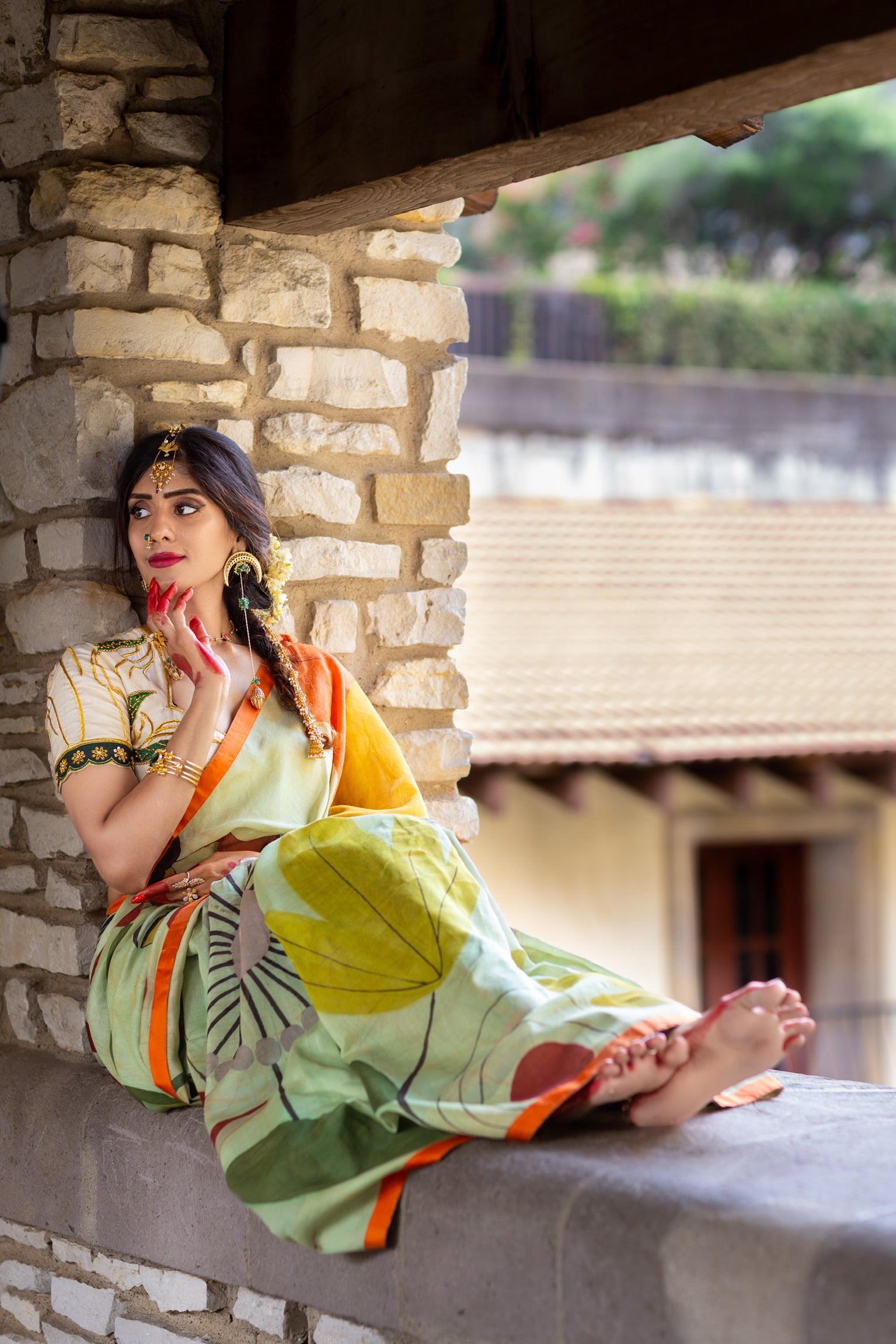 Devika – Handspun Pure Chanderi Cotton Silk Saree with Pen Kalamkari Art