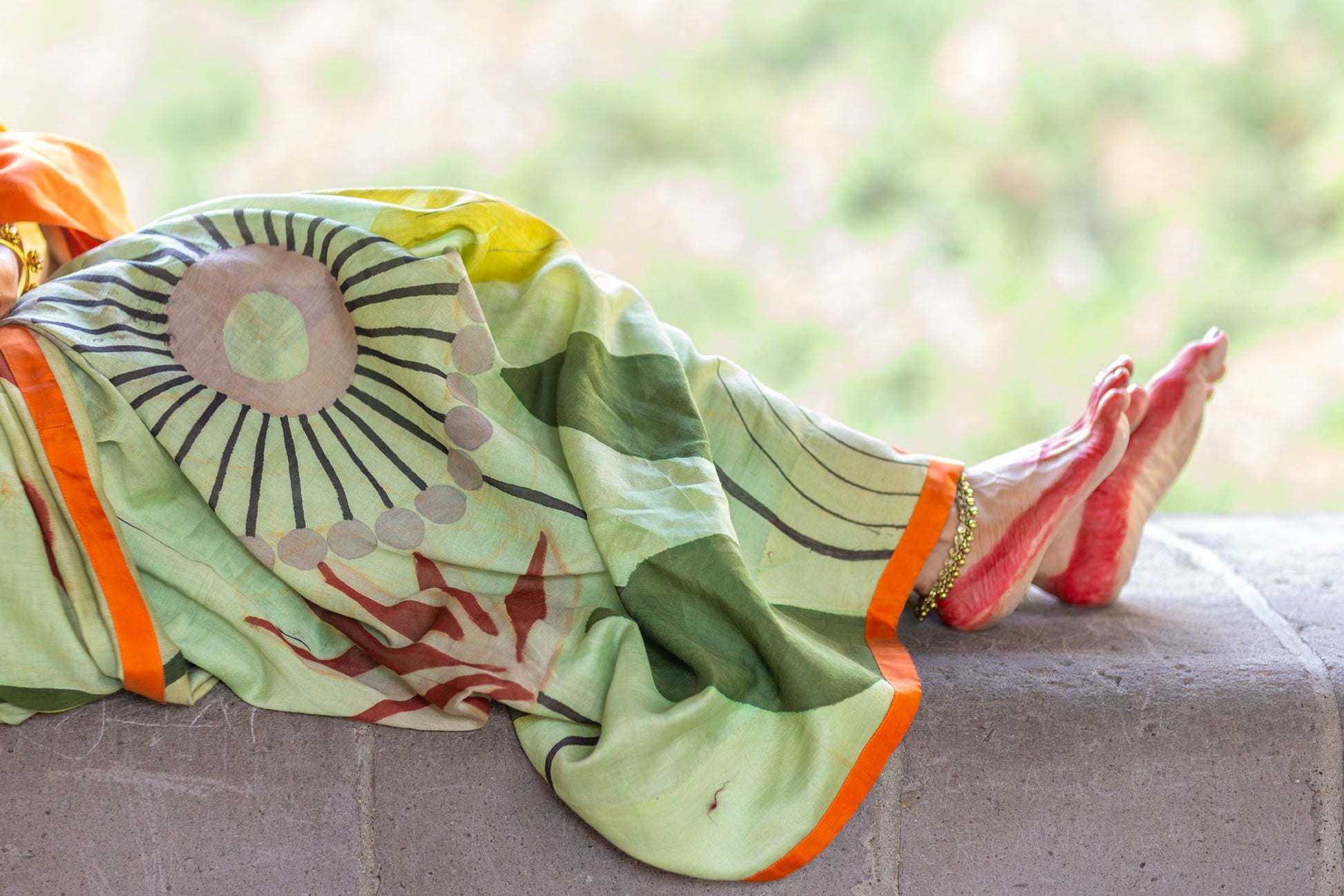 Devika – Handspun Pure Chanderi Cotton Silk Saree with Pen Kalamkari Art