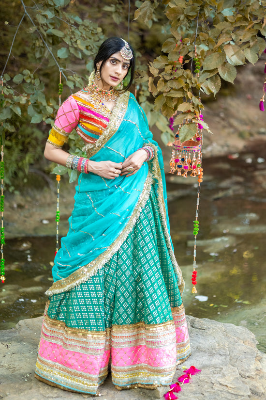 Multi-Color Hand-Embroidered Lehenga Set – Shop Online USA