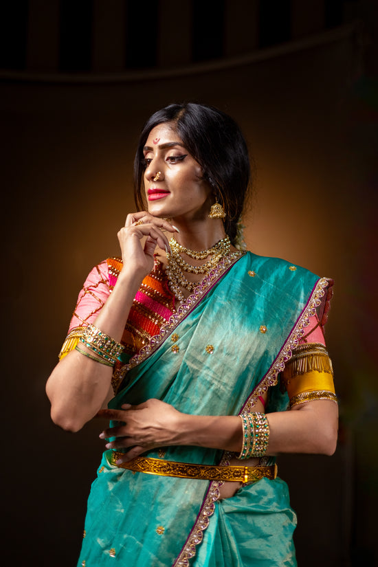 Sea Green Tissue Silk Saree – Buy Online in USA