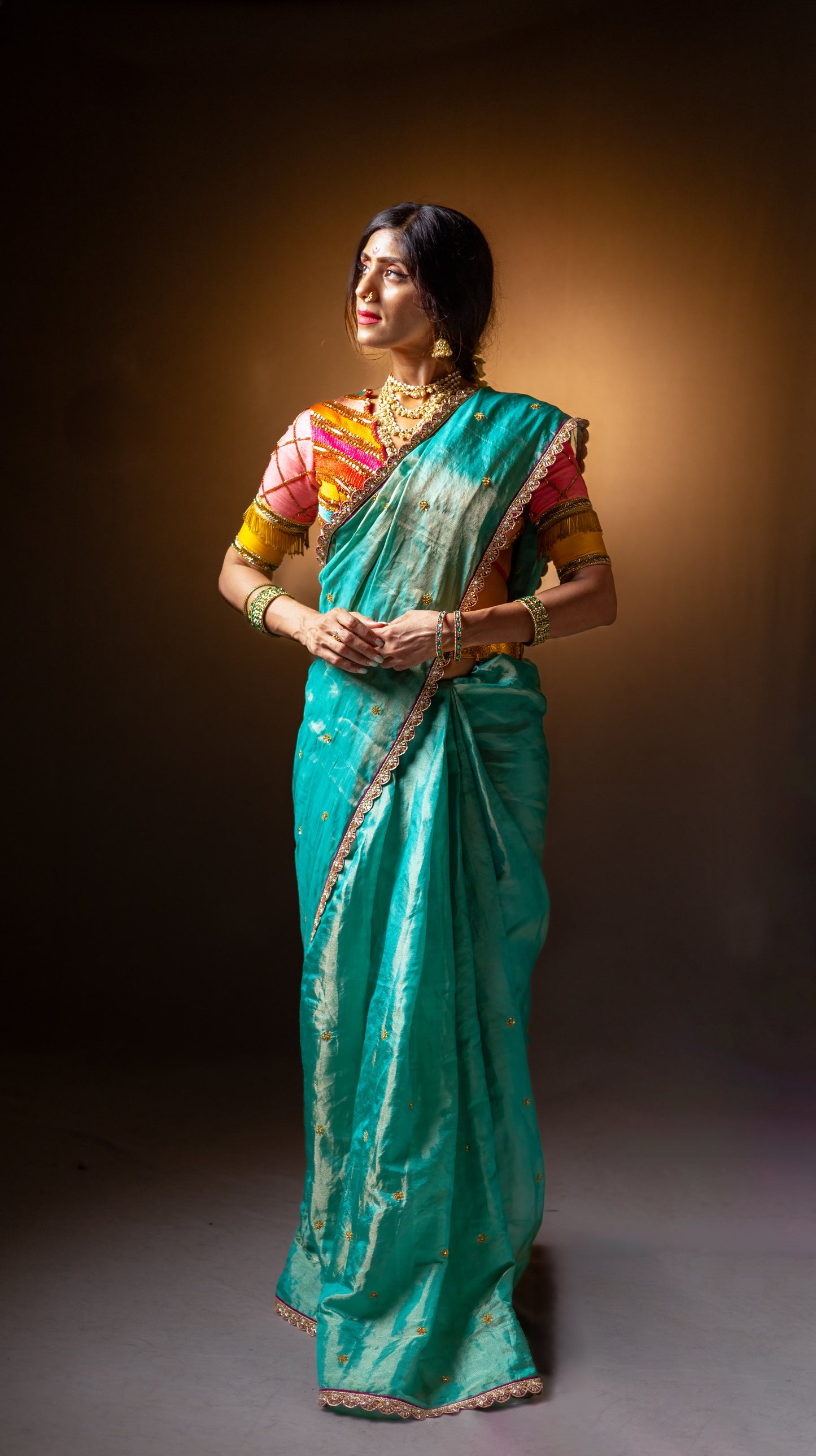 Janaki : Sea green Pure Silk Tissue Saree