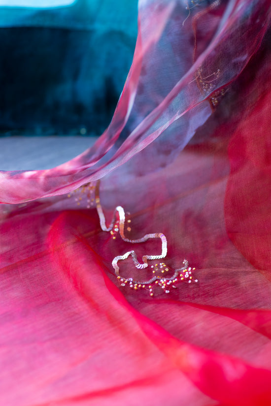 Lahari – Abstract Art Digitally Printed Saree in Pure Organza Silk