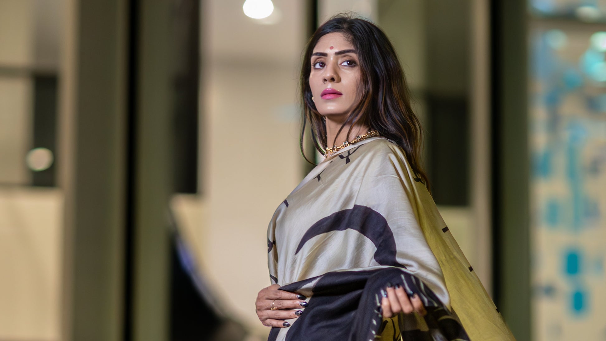 Māya– Handpainted Color Block Pen Kalamkari Saree in Pure Chanderi Pattu Silk