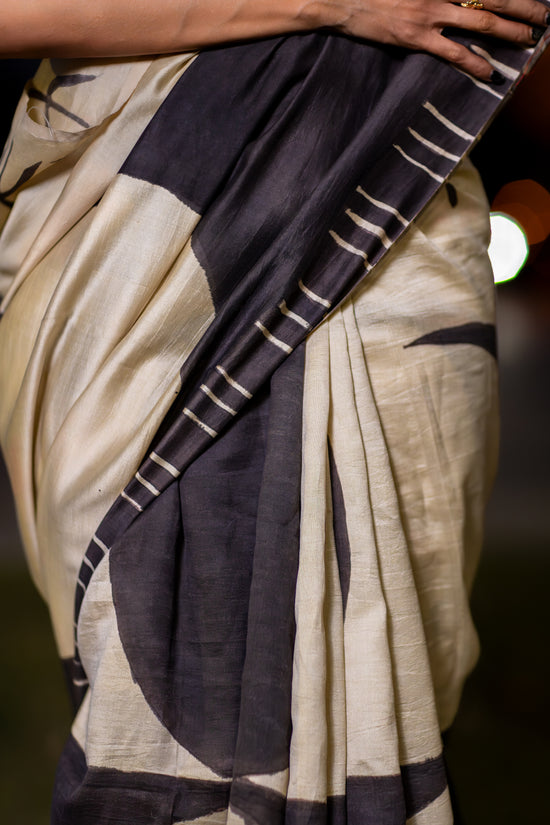 Māya– Handpainted Color Block Pen Kalamkari Saree in Pure Chanderi Pattu Silk
