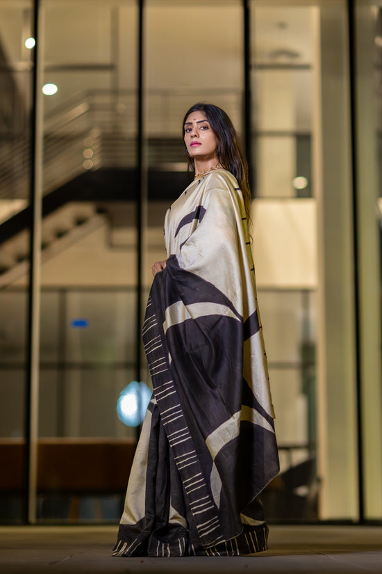 Māya– Handpainted Color Block Pen Kalamkari Saree in Pure Chanderi Pattu Silk