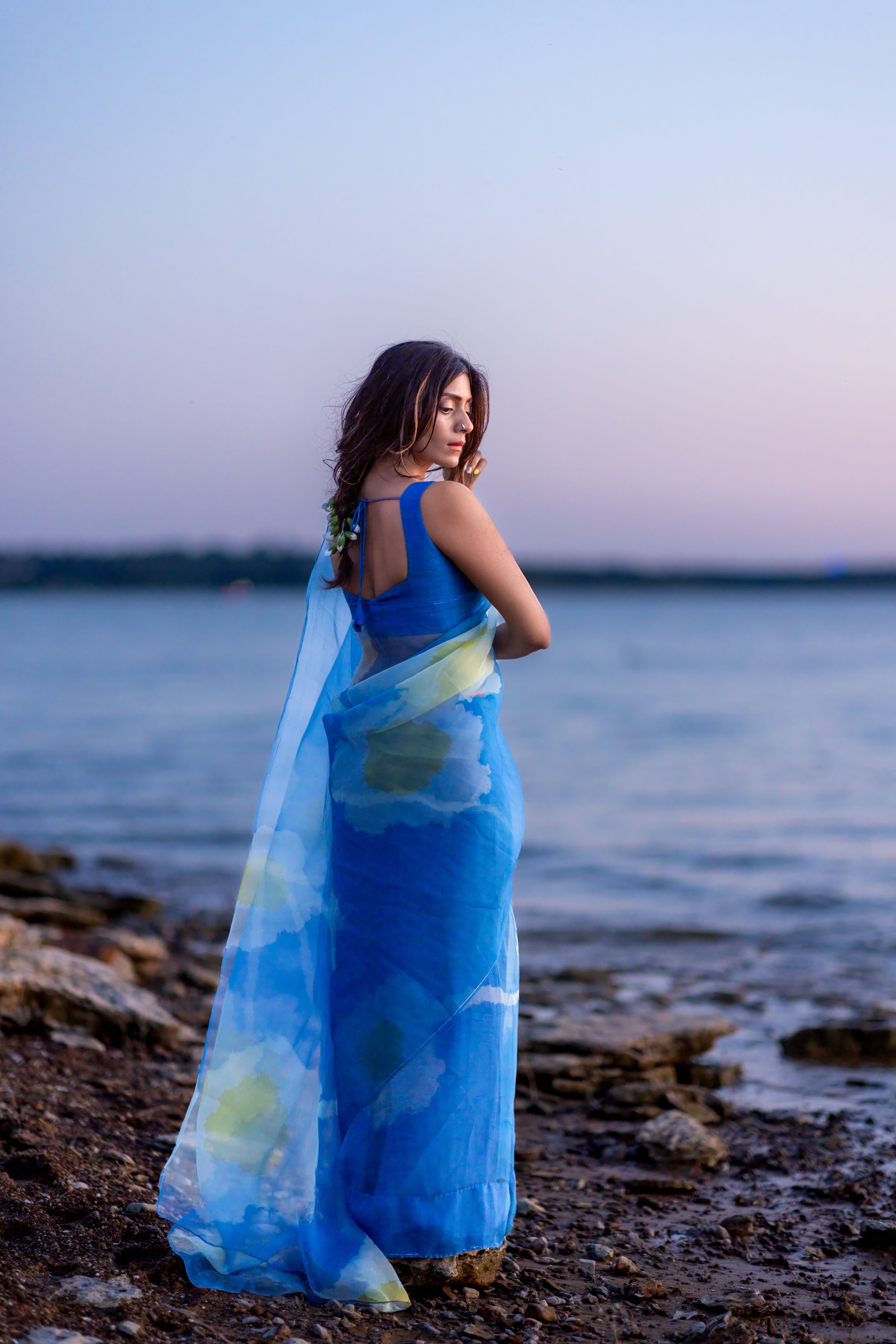 MEGHA-blue pure organza silk designer saree by OJASI