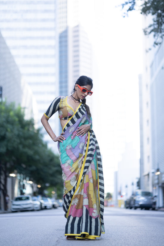 Mayuka eco-chic multicolor silk saree for women in USA