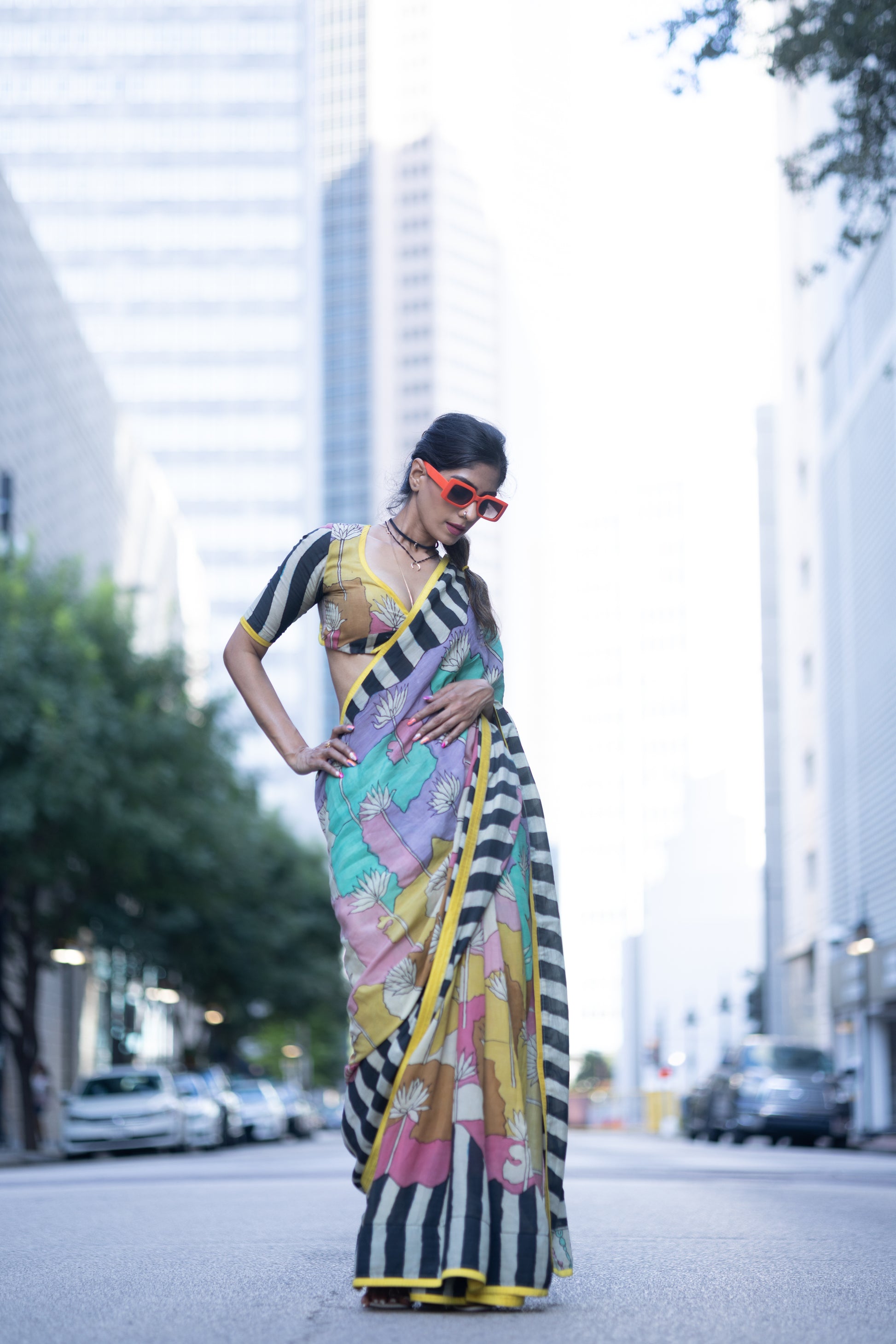 Mayuka eco-chic multicolor silk saree for women in USA