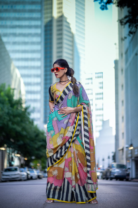 Mayuka eco-chic multicolor silk saree for women in USA