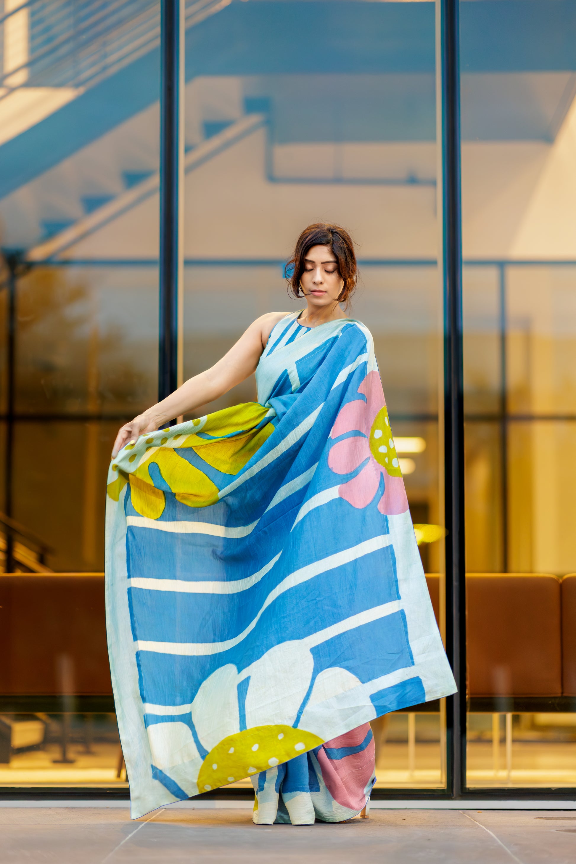 Nīla | Hand-Painted Pen Kalamkari Saree