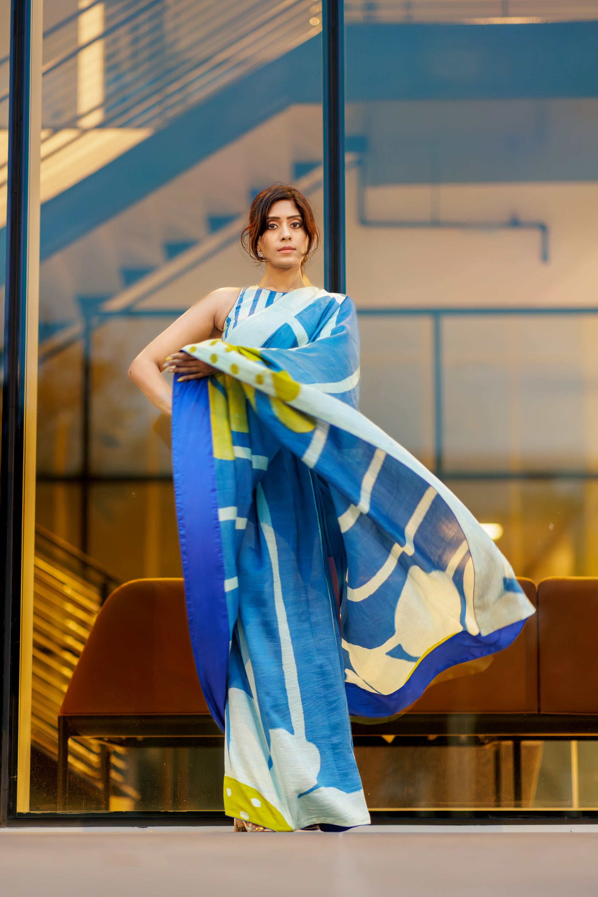 Nīla | Hand-Painted Pen Kalamkari Saree