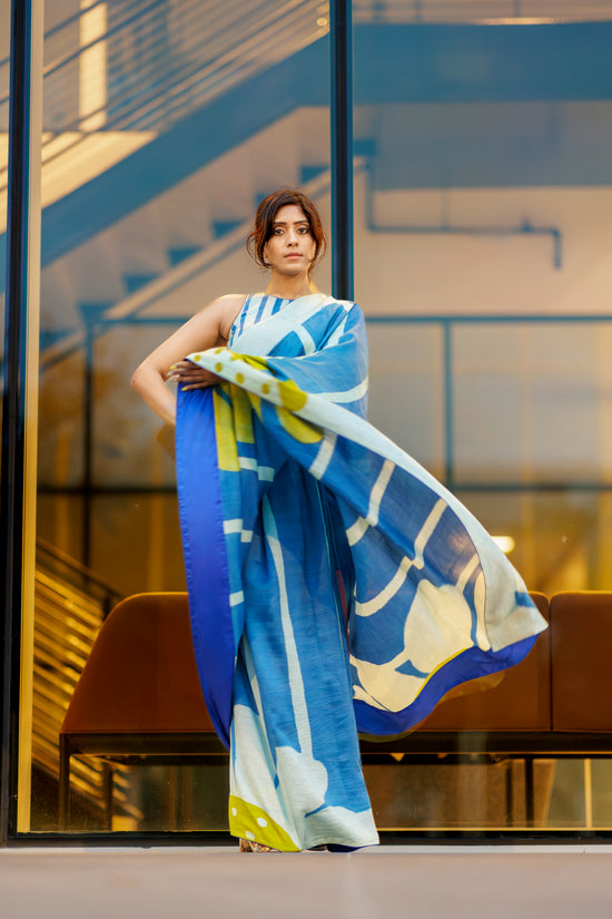 Nīla | Hand-Painted Pen Kalamkari Saree