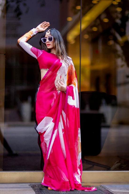 Mandara pure silk handloom abstract saree available online in the USA


