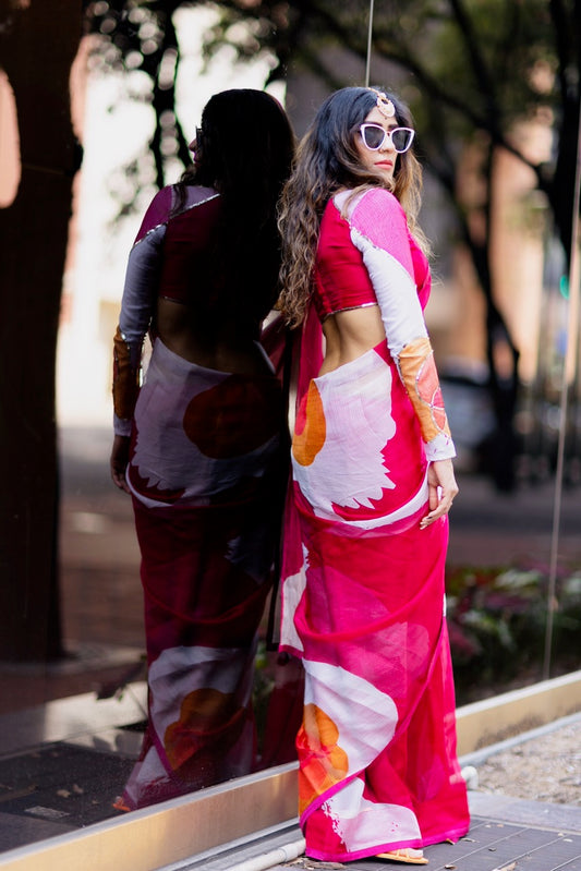 Mandara pure silk handloom abstract saree available online in the USA