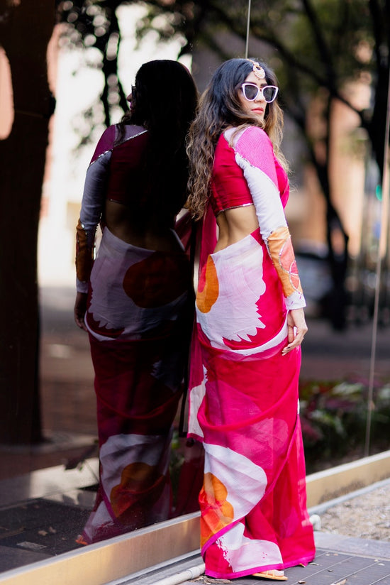Mandara pure silk handloom abstract saree available online in the USA