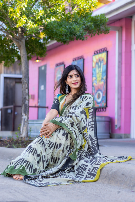 Prakriti handpainted mulmul cotton saree – USA