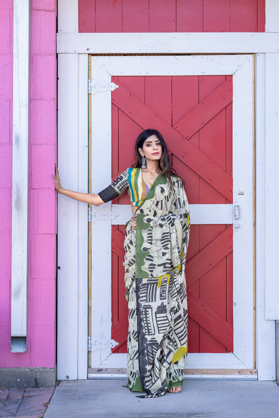 Prakriti handpainted mulmul cotton saree – USA