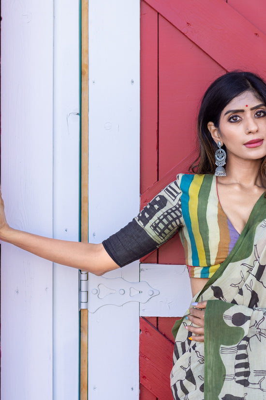 Prakriti handpainted mulmul cotton saree – USA