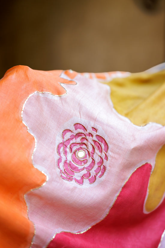 shop cutdana and pitta hand embroidered saree designed by shop ojasi