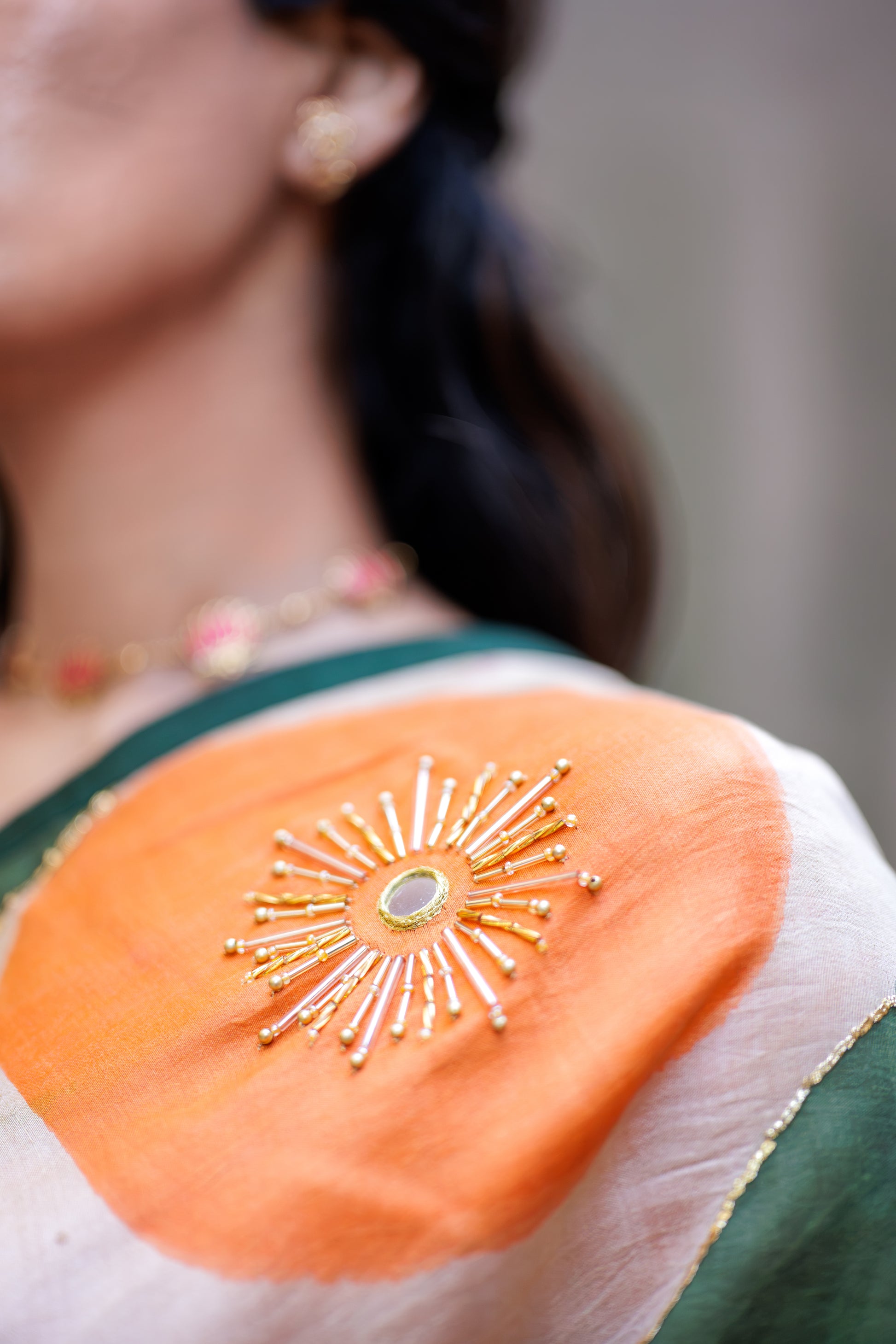 details of premium luxury kalamkari sarees by ojasi design studio dallas