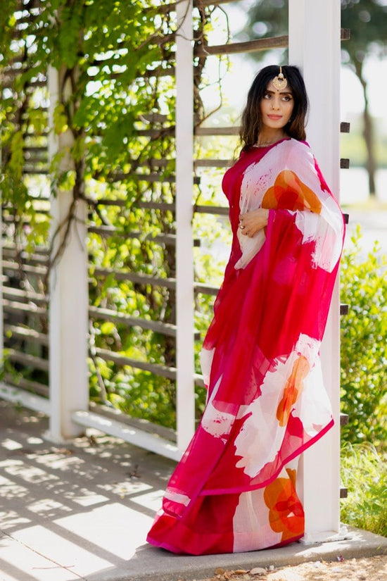 Mandara pure silk handloom abstract saree available online in the USA

