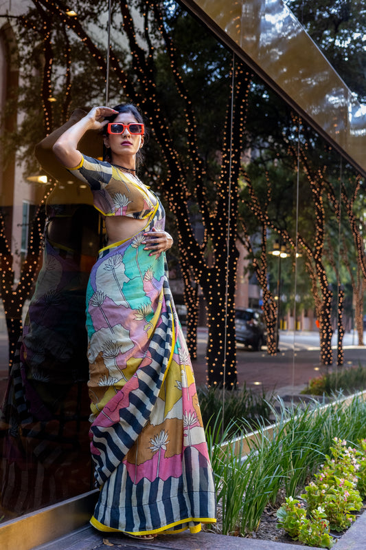 Mayuka eco-chic multicolor silk saree for women in USA